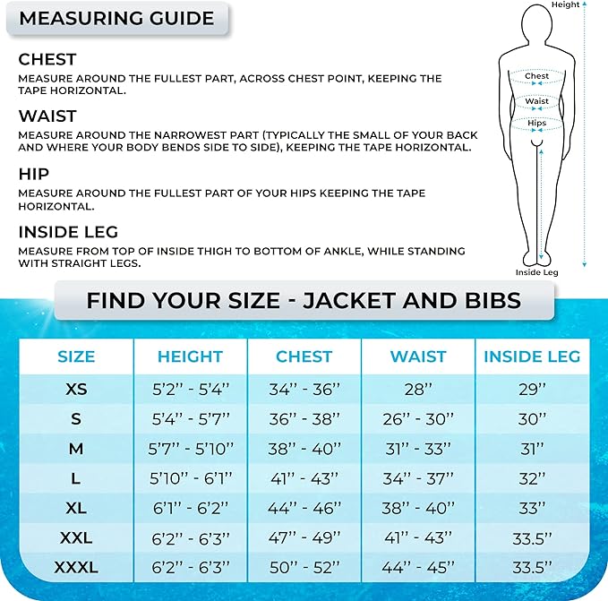 Fishing Bibs Size Chart