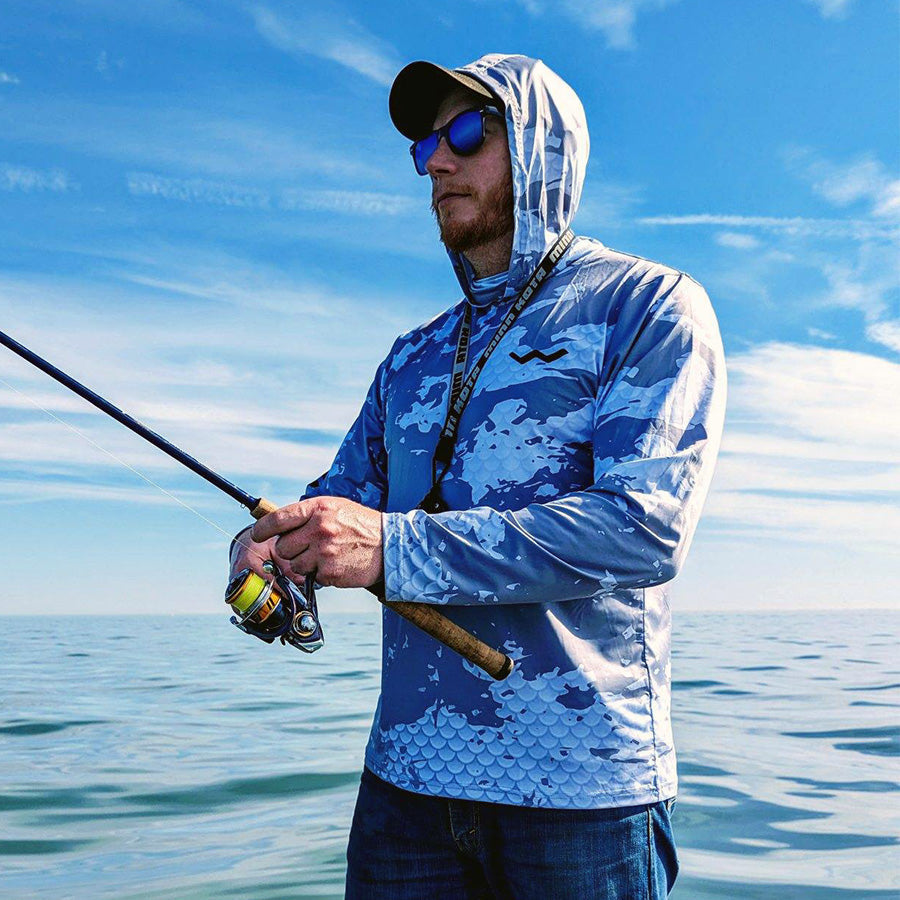 Grey Hooded Fishing Shirt for Men