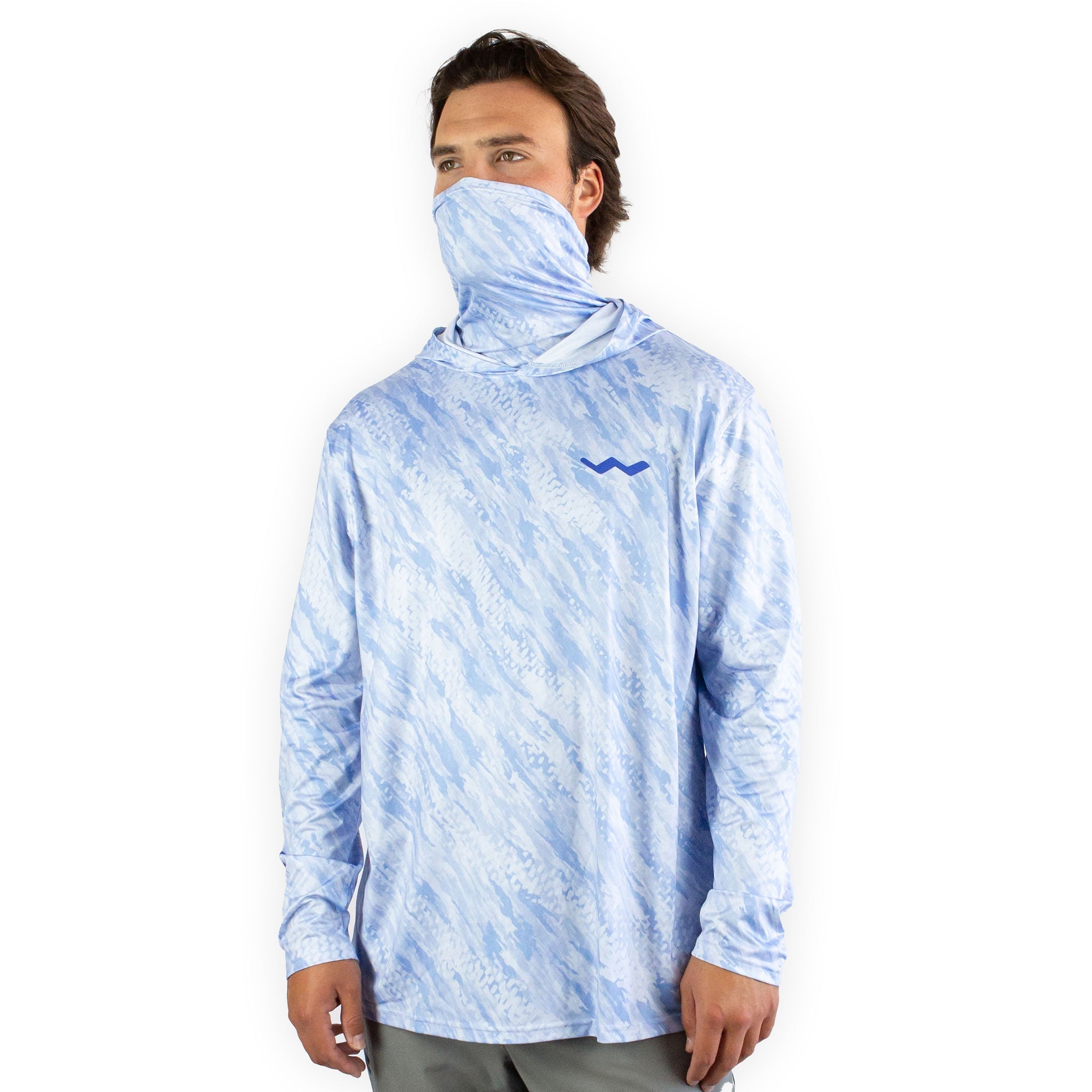 Hooded Helios Fishing Shirts with Gaiter Grey Scale Armor / 4X