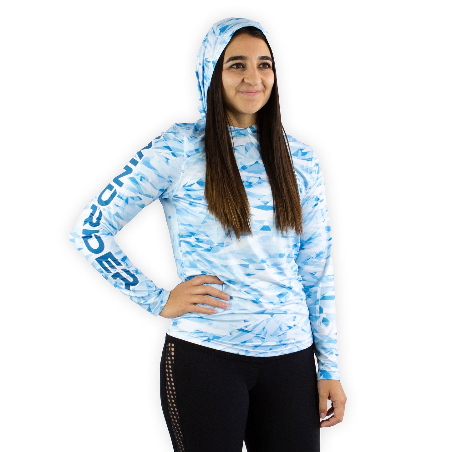 Women's HELIOS™ Hooded Sun Shirt Crystal Camo Blue