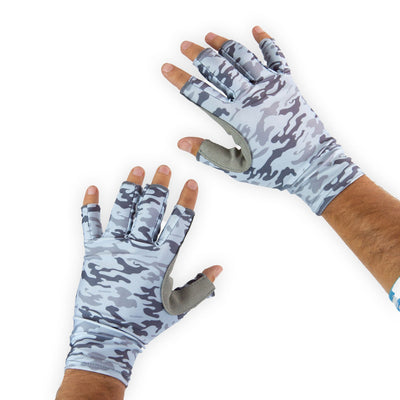 Fishing Gloves 3/4 UPF 50+ Grey Camo – WindRider