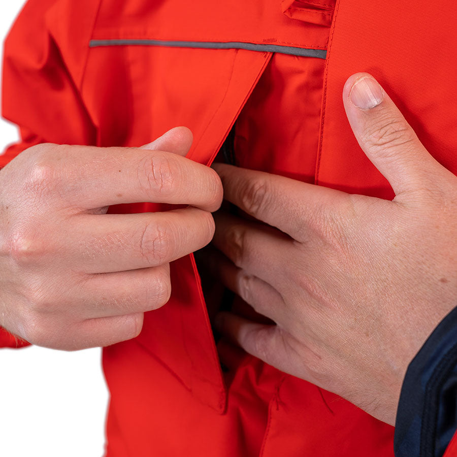 Rain Jacket for Fishing in Red with Chest Pocket
