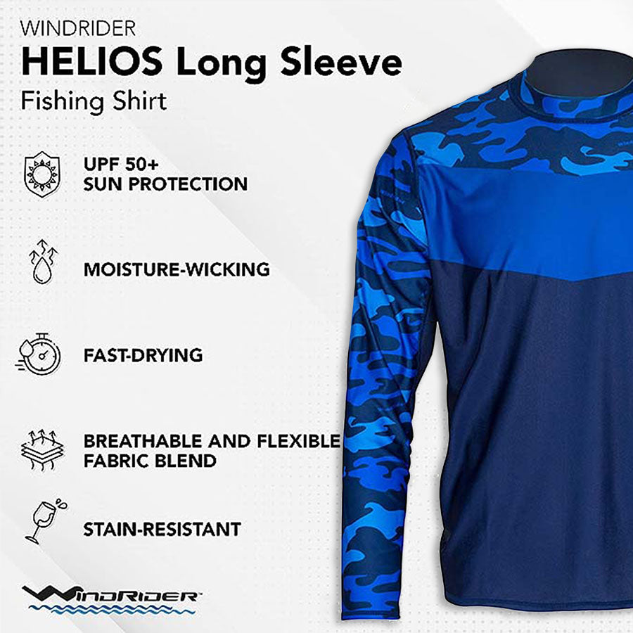 HELIOS™ Blue Camo Long Sleeve Sun Shirt