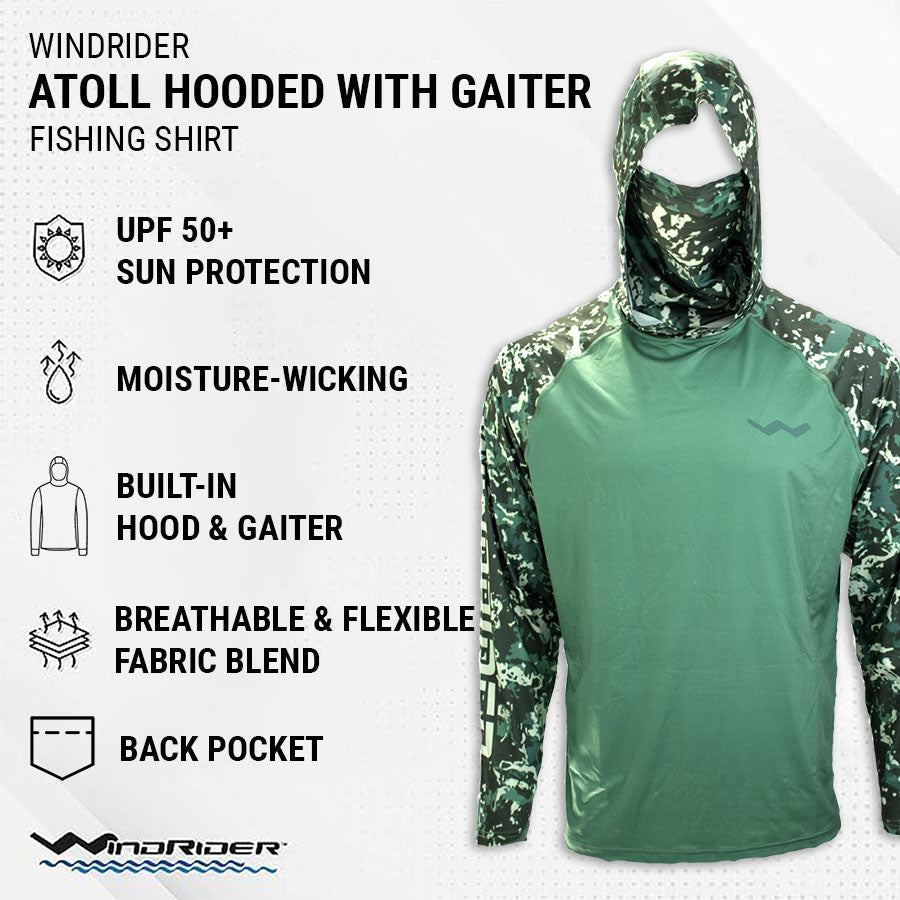 Atoll Hooded Shirt with Black Ice - Grey Americana - Green Americana Black Ice - Grey Americana - Green Americana / L-Tall