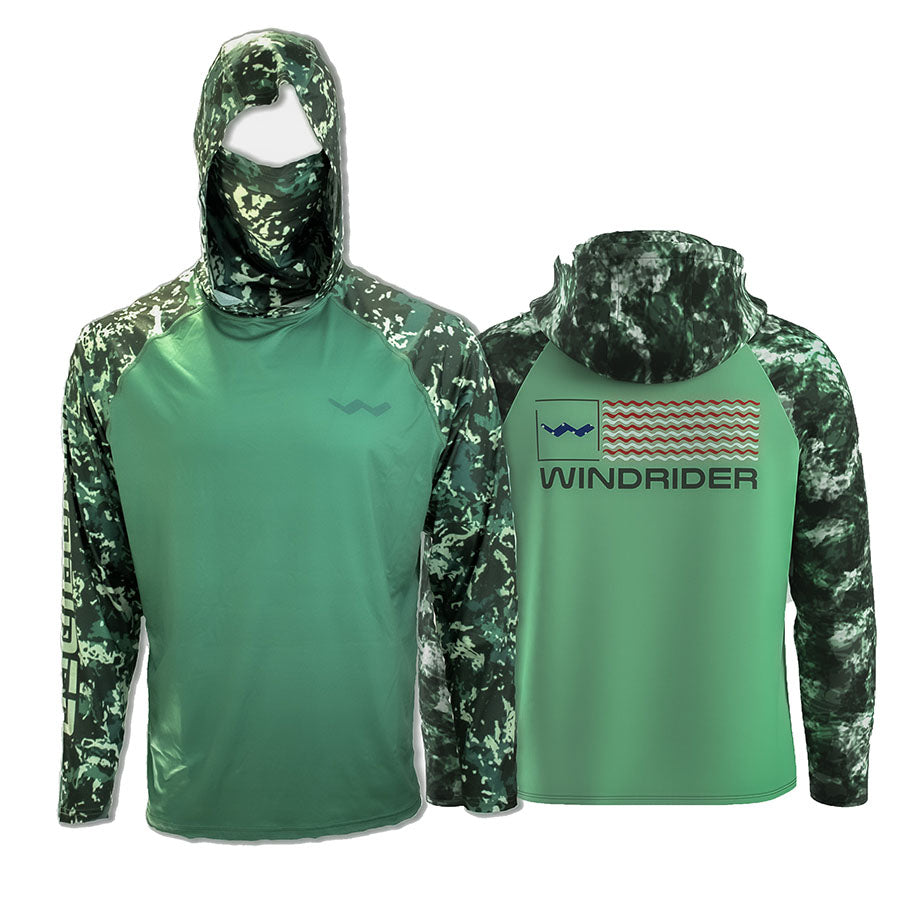 2 Pack Atoll Hooded Shirt with Gaiter Green Americana and Black Ice / 2XL