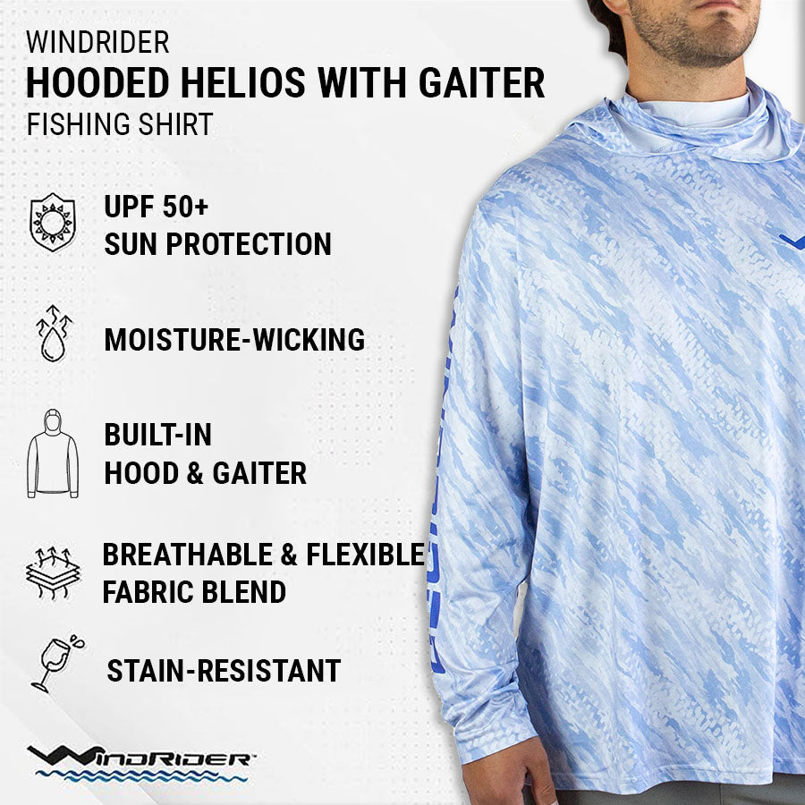 Hooded Helios Fishing Shirts with Gaiter Grey Scale Armor / 4X