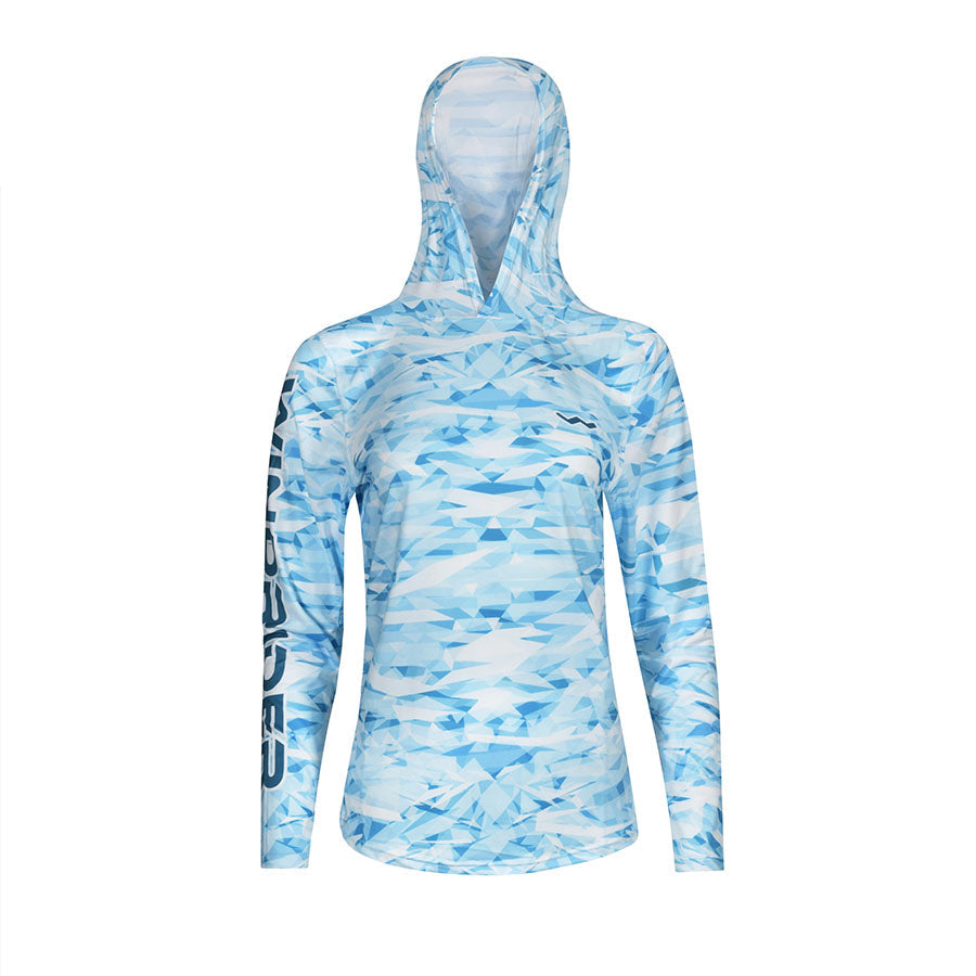 Womens Sun Fishing Shirt in Crystal Camo Blue