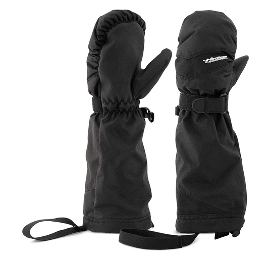 WindRider Waterproof Toddler Mittens | Elbow Length Cuff to Keep Snow Out | Wrist Leashes - No More Lost Mittens